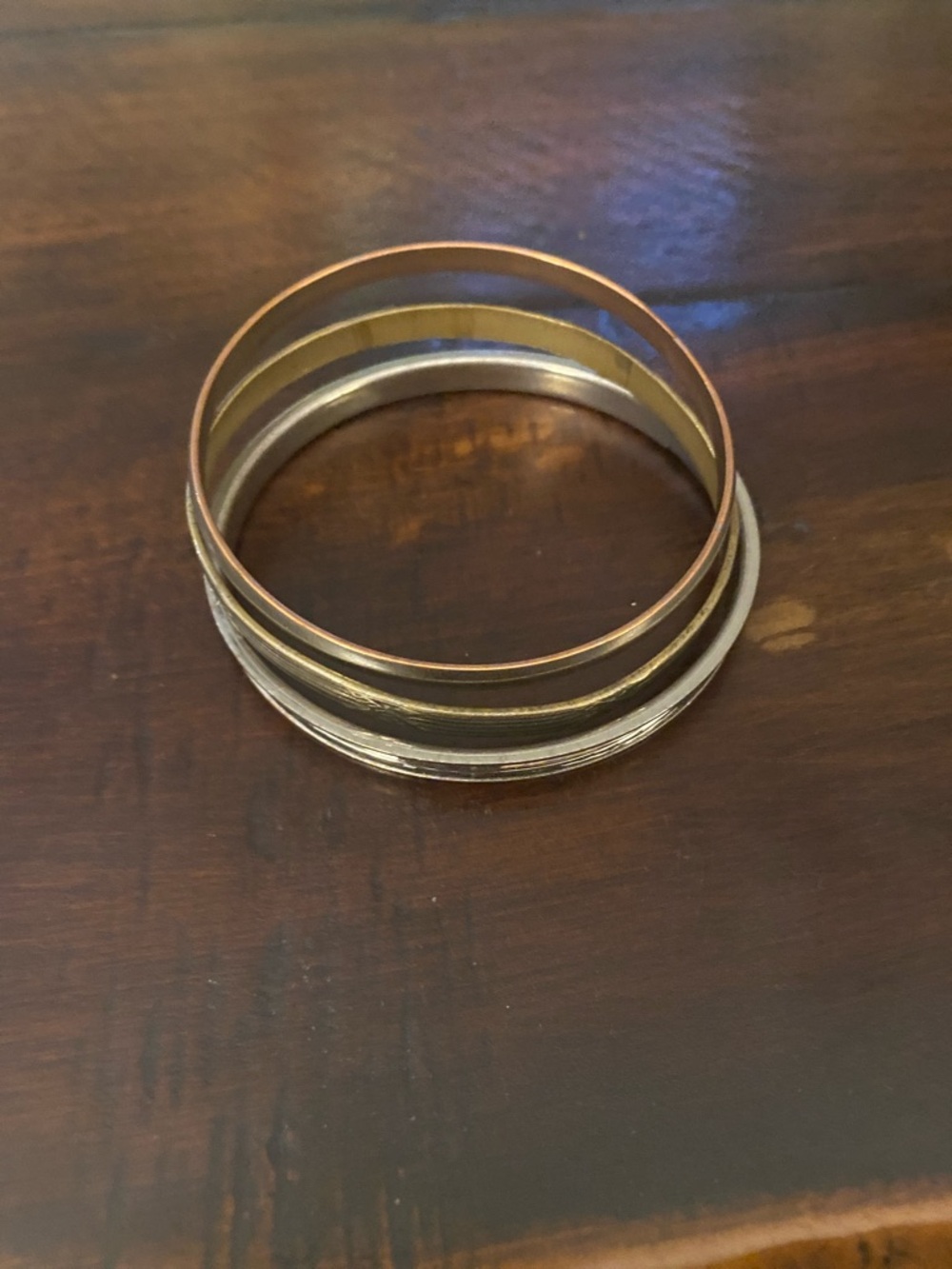 Stacked Metal Bangle Bracelet Set - Mixed Metal